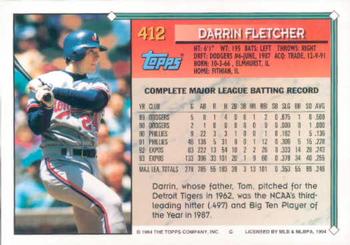 1994 Topps #412 Darrin Fletcher Back