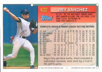 1994 Topps #422 Rey Sanchez Back