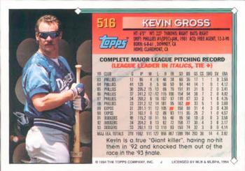 1994 Topps #516 Kevin Gross Back