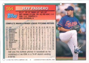 1994 Topps #554 Jeff Fassero Back