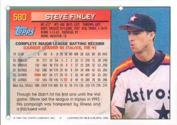 1994 Topps #580 Steve Finley Back