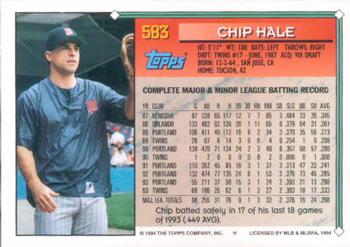 1994 Topps #583 Chip Hale Back