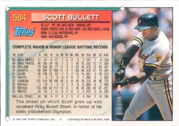1994 Topps #584 Scott Bullett Back