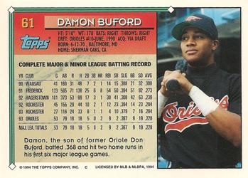 1994 Topps #61 Damon Buford Back