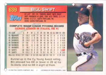 1994 Topps #639 Bill Swift Back