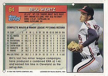 1994 Topps #64 Bill Wertz Back