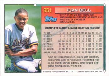 1994 Topps #651 Juan Bell Back
