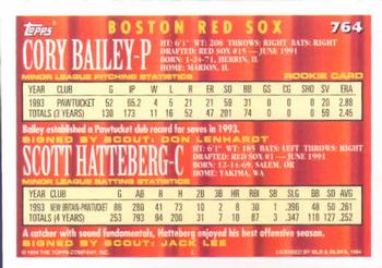 1994 Topps #764 Cory Bailey / Scott Hatteberg Back