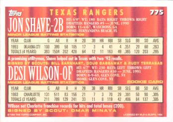 1994 Topps #775 Jon Shave / Desi Wilson Back