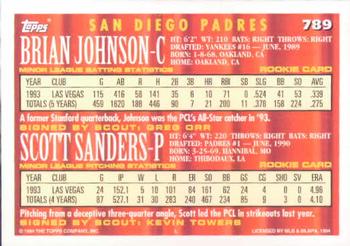 1994 Topps #789 Brian Johnson / Scott Sanders Back