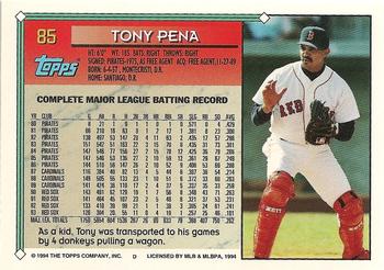 1994 Topps #85 Tony Pena Back