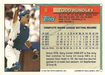 1994 Topps #8 Todd Hundley Back