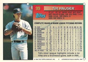 1994 Topps #99 Tim Mauser Back