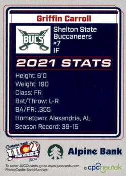 2021 Juco World Series Shelton State Buccaneers #NNO Griffin Carroll Back