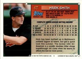 1994 Topps Traded #4T Mark Smith Back