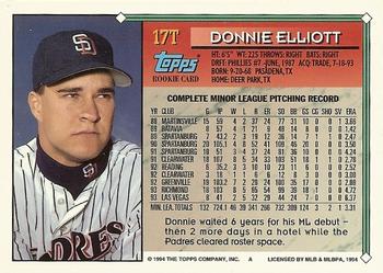 1994 Topps Traded #17T Donnie Elliott Back