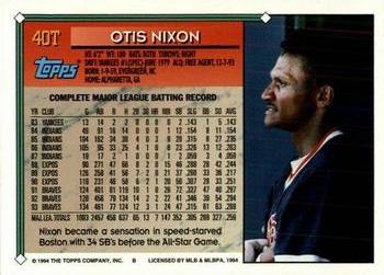 1994 Topps Traded #40T Otis Nixon Back