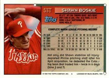 1994 Topps Traded #53T Shawn Boskie Back