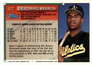 1994 Topps Traded #86T Geronimo Berroa Back