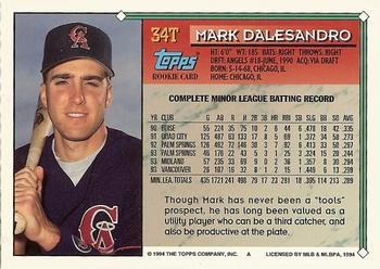 1994 Topps Traded #34T Mark Dalesandro Back
