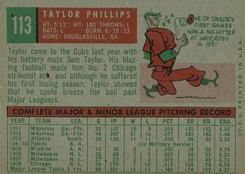 1959 Topps #113 Taylor Phillips Back