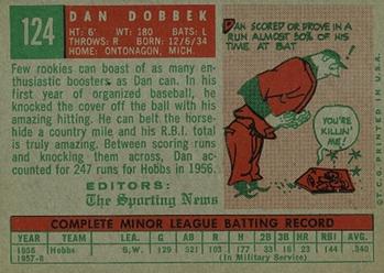 1959 Topps #124 Dan Dobbek Back