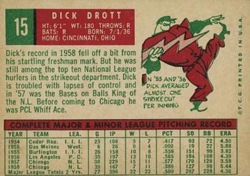 1959 Topps #15 Dick Drott Back