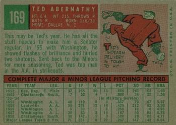 1959 Topps #169 Ted Abernathy Back