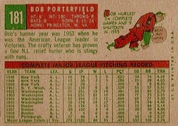 1959 Topps #181 Bob Porterfield Back