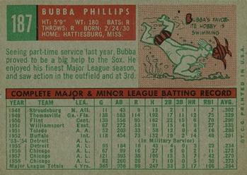1959 Topps #187 Bubba Phillips Back
