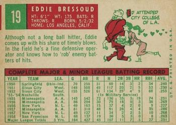 1959 Topps #19 Ed Bressoud Back