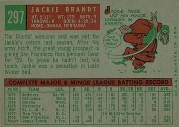 1959 Topps #297 Jackie Brandt Back