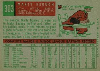 1959 Topps #303 Marty Keough Back
