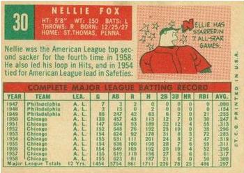1959 Topps #30 Nellie Fox Back