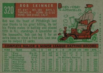 1959 Topps #320 Bob Skinner Back