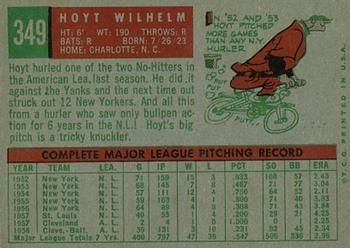 1959 Topps #349 Hoyt Wilhelm Back
