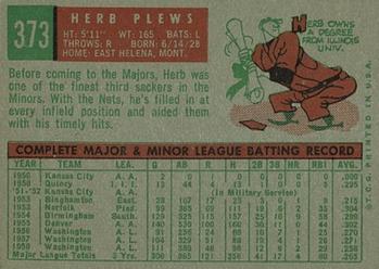 1959 Topps #373 Herb Plews Back