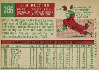 1959 Topps #386 Jim Delsing Back