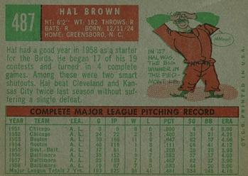 1959 Topps #487 Hal Brown Back