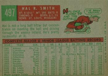 1959 Topps #497 Hal R. Smith Back