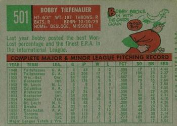 1959 Topps #501 Bobby Tiefenauer Back