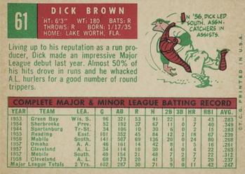 1959 Topps #61 Dick Brown Back