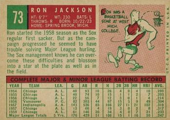 1959 Topps #73 Ron Jackson Back