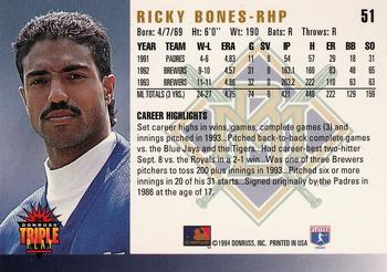 1994 Triple Play #51 Ricky Bones Back