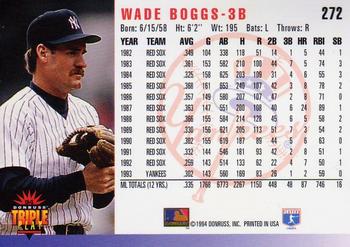 1994 Triple Play #272 Wade Boggs Back