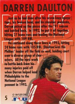 1994 Ultra - Phillies Finest #5 Darren Daulton  Back