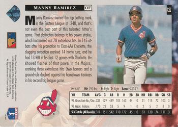 1994 Upper Deck #23 Manny Ramirez Back