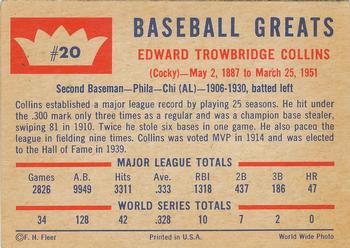 1960 Fleer Baseball Greats #20 Eddie Collins Back