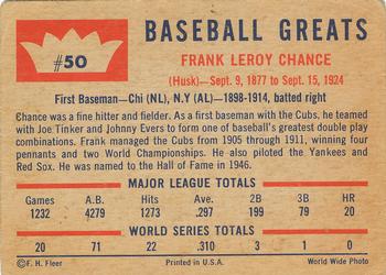 1960 Fleer Baseball Greats #50 Frank Chance Back