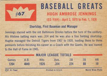 1960 Fleer Baseball Greats #67 Hughie Jennings Back